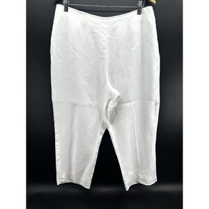 David N Pants White Linen Sz 16 Cropped Wide Sz Leg Lined Casual Pockets JJ23